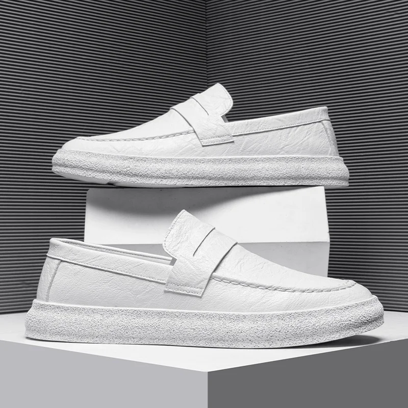 High Quality Lace-up Blank White Types Latest Custom Logo Leather Shoes Men No Brand Skateboarding Shoes