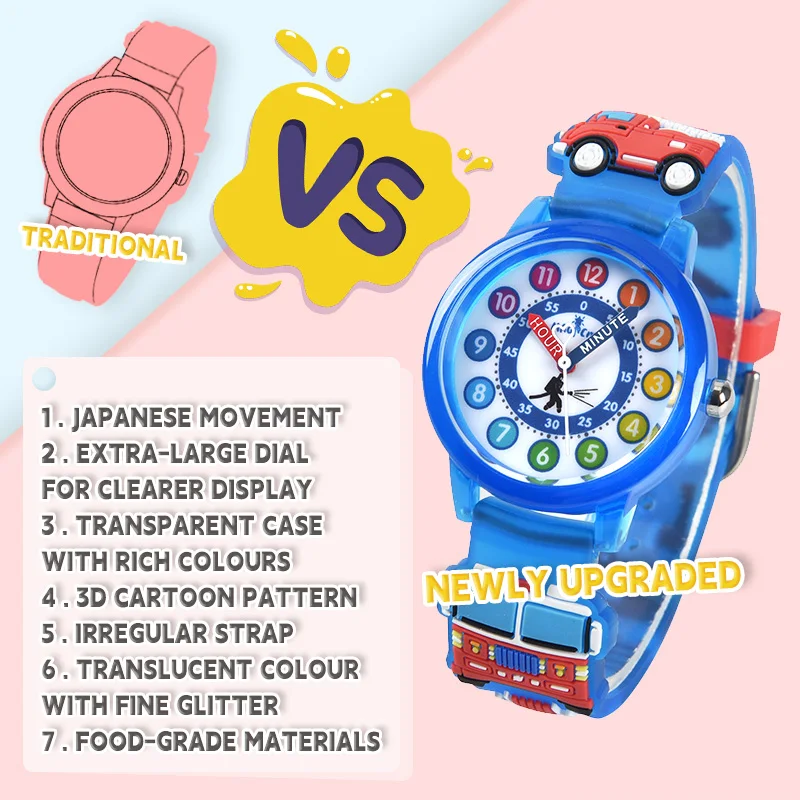 Modern Colorful Kids Quartz Watch Water Resistant Wrist Watches Fun Timepieces For Boys And Girls