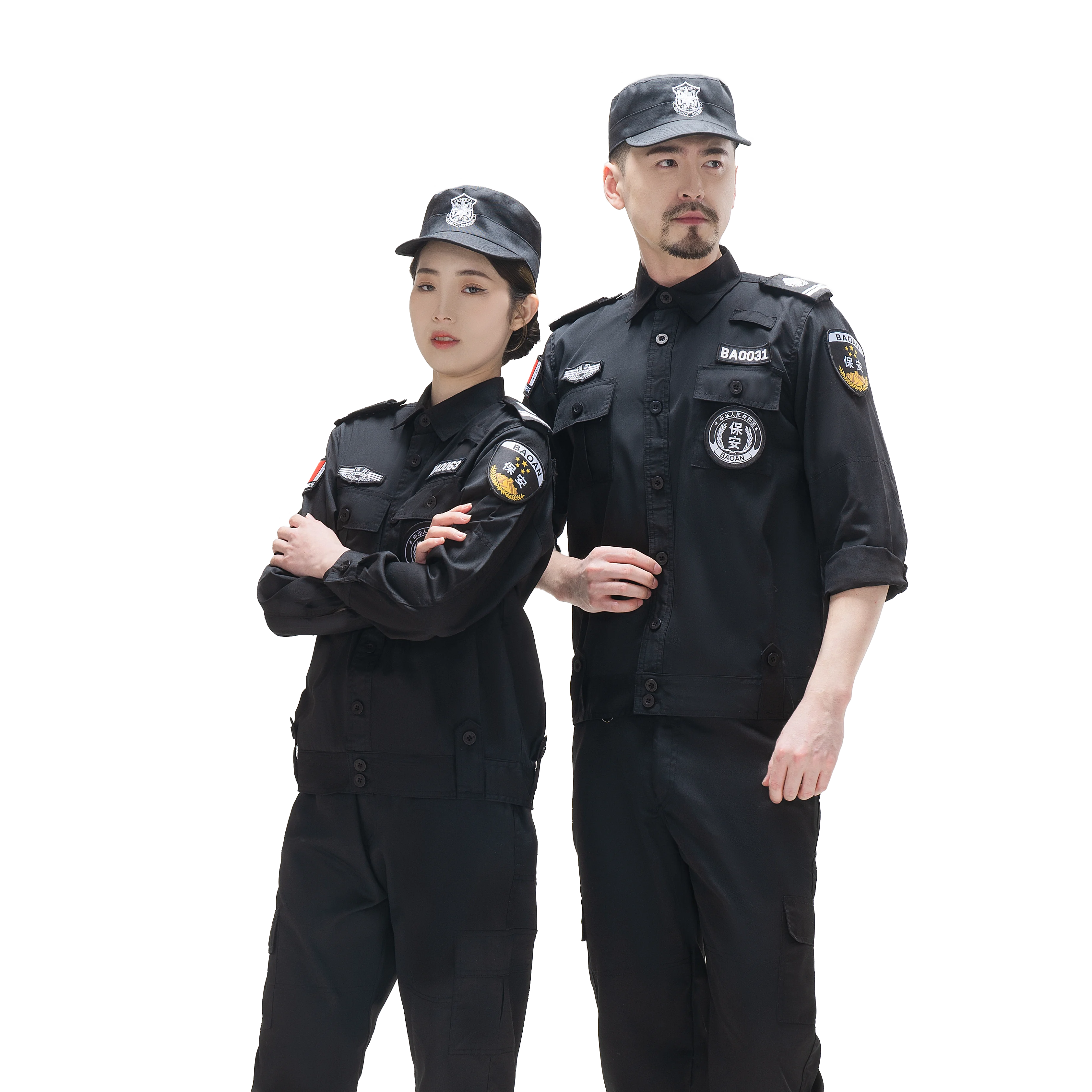 Unisex long sleeve design mens white security uniform polo shirt private security guard uniform