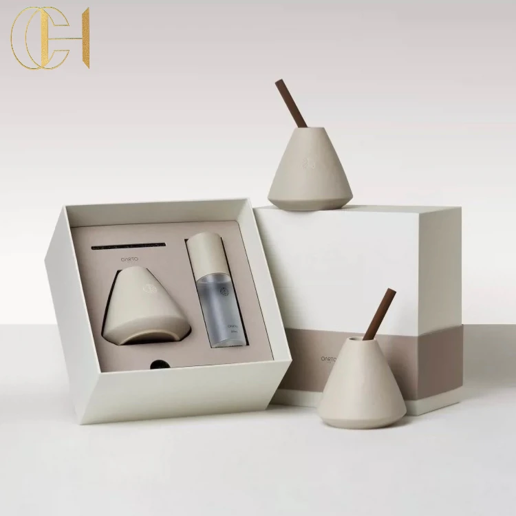 C&H Luxury Glass Reed Diffuser Set Ceramic Flower Reed Diffuser Fragrance Reed Diffuser Bottle