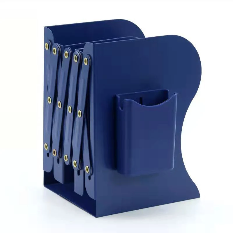 BEYOND Professional manufacturer free design sample low MOQ custom extendable metal book bookends with pen holder