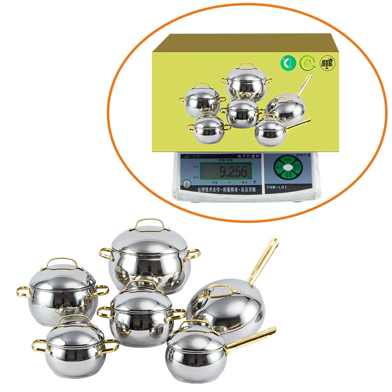 Kitchen Cooking Pots 12 pcs Casserole Stainless Steel Cookware Set