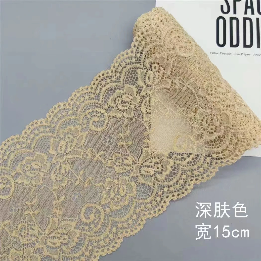 Diy Craft Fabric Width African Fabrics Stretch Flower Pattern 15CM Wide Elastic Lace Fabric Ribbon Lace Trim Ribbon