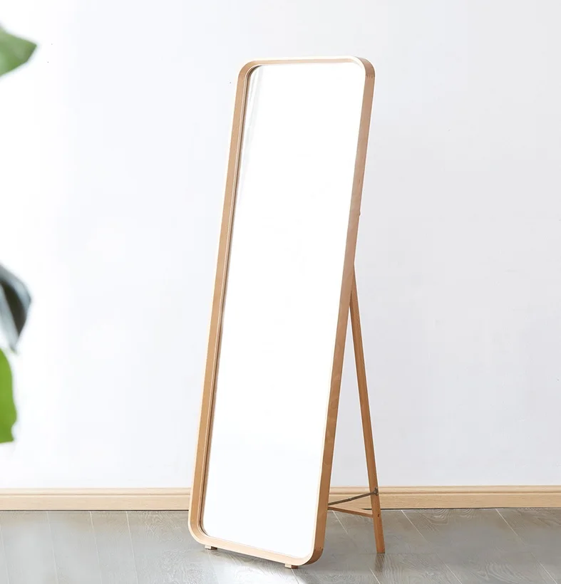 Living room bedroom wood frame free standing mirror full length rotating floor mirror