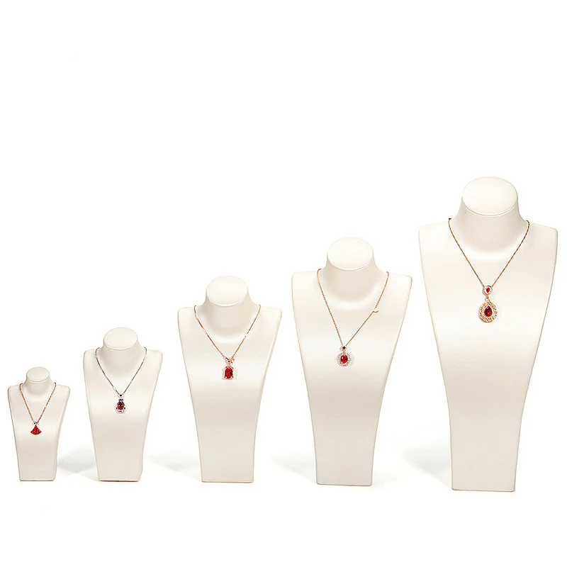 Necklace Display Shelf Window Jewelry Packaging Display Props Jewelry Display Mannequin Cream Leather Busy For Necklace