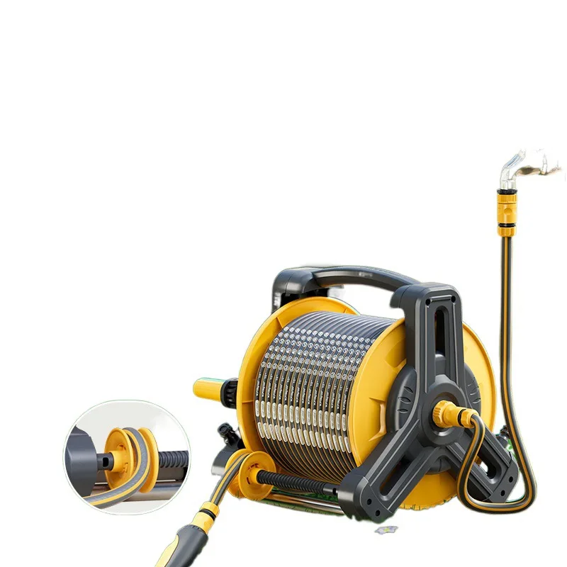 DD3457 High-pressure Water Gun Car Storage Rack Reels Nozzle Sprinkler Watering Flowers Portable Garden Hose Reel With Hose