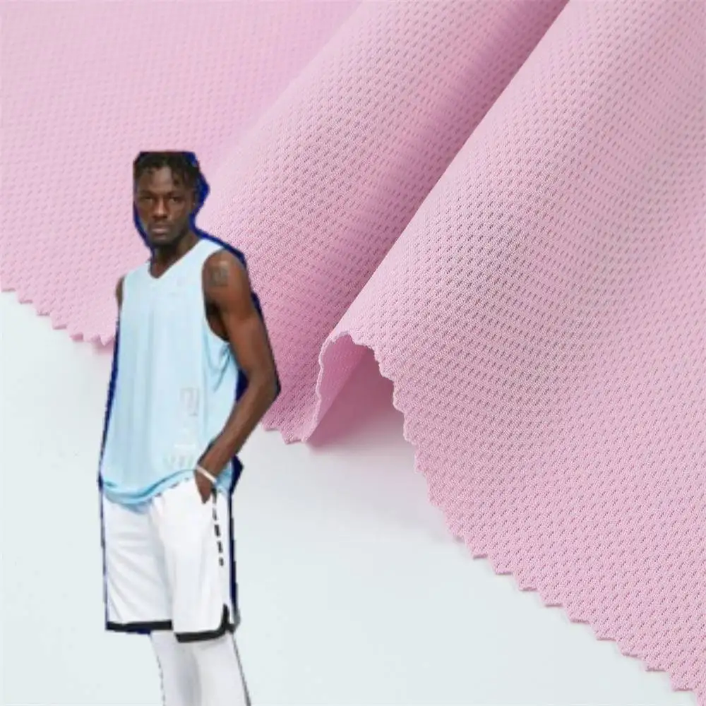 Горячая распродажа 75D ткань с птичьим глазом 100% полиэстер 150 г Влагоотводящая быстросохнущая Спортивная футболка сетчатая