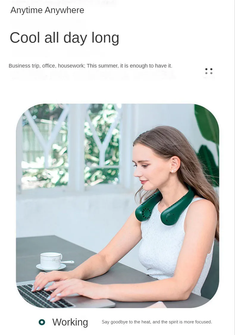 mini silent blameless hanging rechargeable neck cooling usb fan mini portable 2400mah folding usb chargi