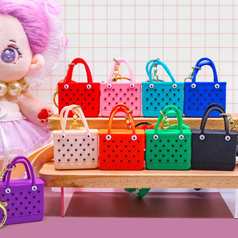 Hot sales Beach Hole bag 3D bag pendant Keychain PVC Silicone Bag Pendant Keychain Silicone Keychain Gifts