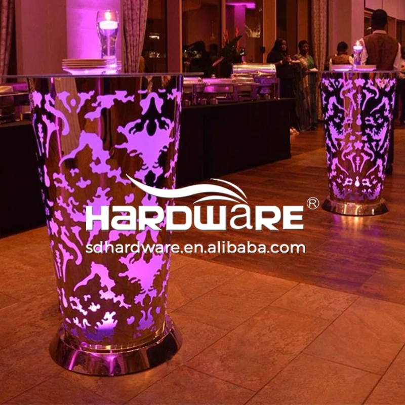 Commercial Hotel Furniture Luminous Portable High Bar Cocktail Stand Round  Led Bar Table