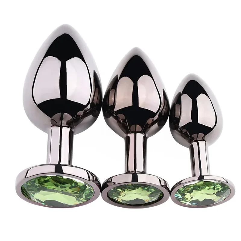 Adult Product Anal Toys Round Base Gun Color Anal Plug Jewel Colorful Metal Butt Plug Sex Toys For Women