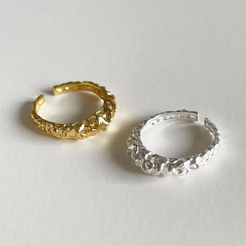 2024 New Design Silver Gold Irregular Concave Convex Surface Rings For 925 Sterling Silver Women Jewelry