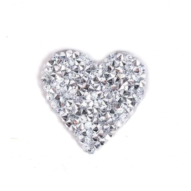 3.5cm 3d Love Heart Rhinestone Motif Iron on Patches Applique for Heat Transfer Clothing Shoe Bag Diy Iron Patches for Clothing