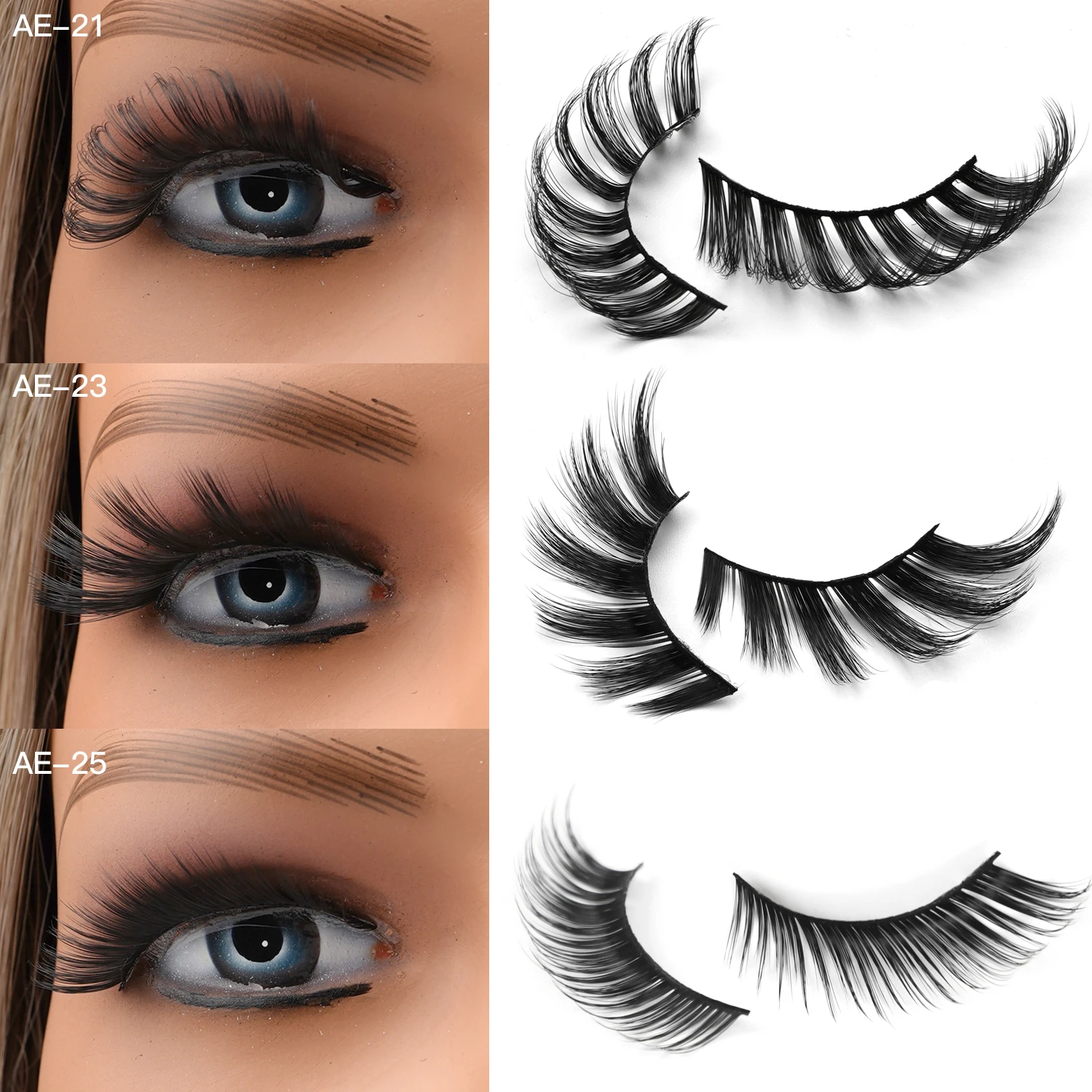 2024 new design foxy winged cat eye angel wing natural silk cateye full lash faux mink fox Fluffy eye lashes with private label