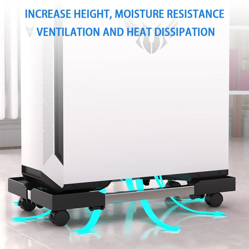 Adjustable Mobile Computer Stand Tower Stand Rolling Caster Wheels Fits Most PC Desks-Essential Office Accessories CPU  Holder