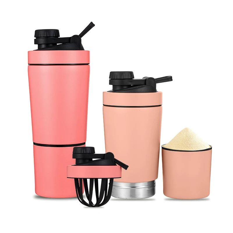 New Design Protein Shaker Bottles Double Layer Muti-Functional Protein Second Layer BPA free Stainless Steel Shaker Bottle
