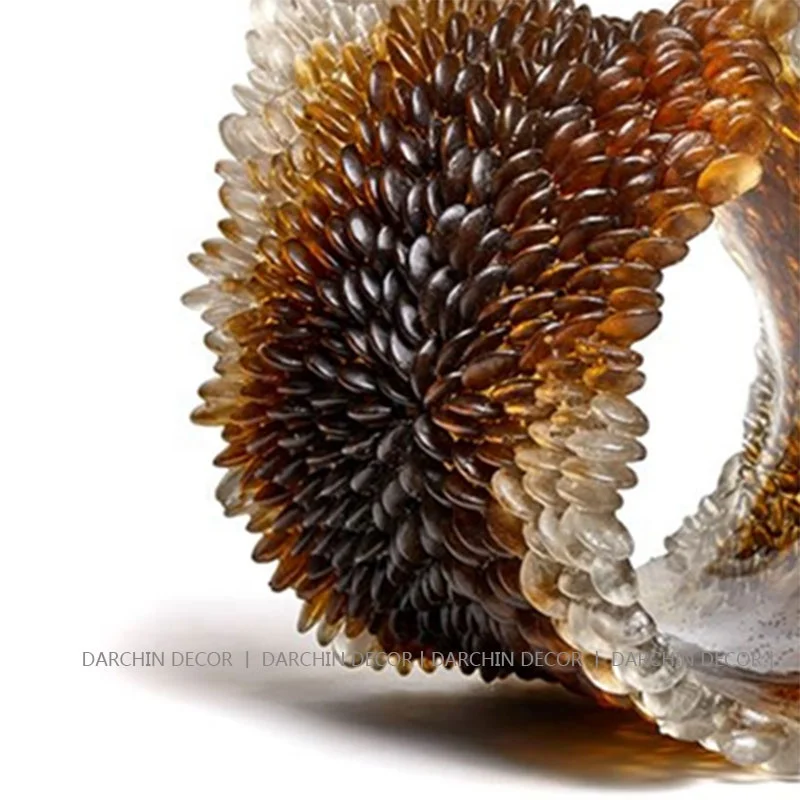 Home Decoration Resin Sculptures Green Amber Semi-Circular Coral Reef Relief Design Fancy Table Ornaments