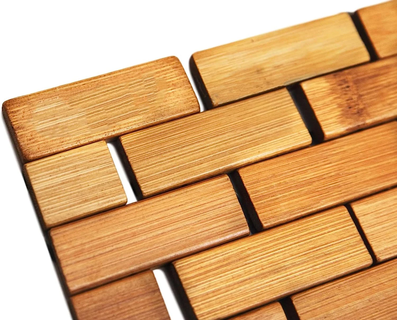 Bamboo Bath Mat for Bathroom - Wooden Bathmat, Sauna Spa Steps Decor and Accessories - 24 x 16 Inches