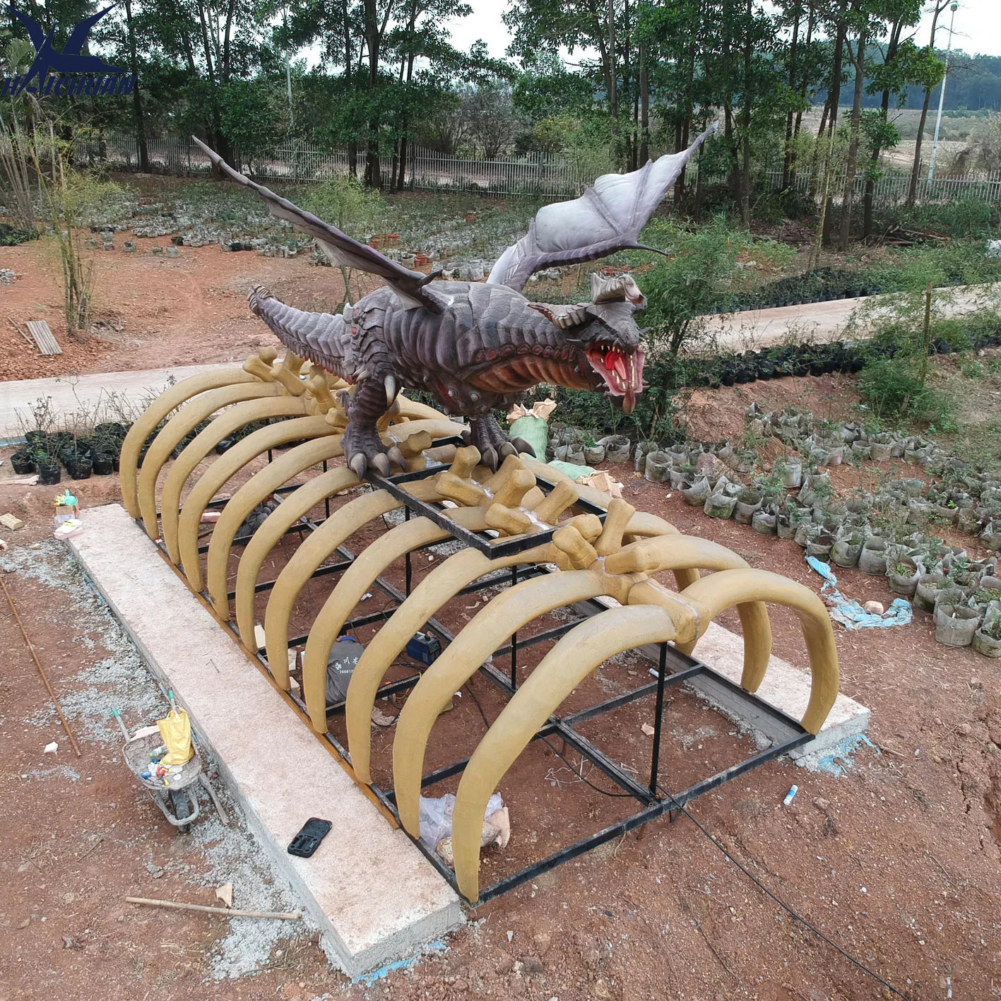 Haichuan Very Realistic Large Robot Dragon Real Animatronic Flying Dragon Models for sale