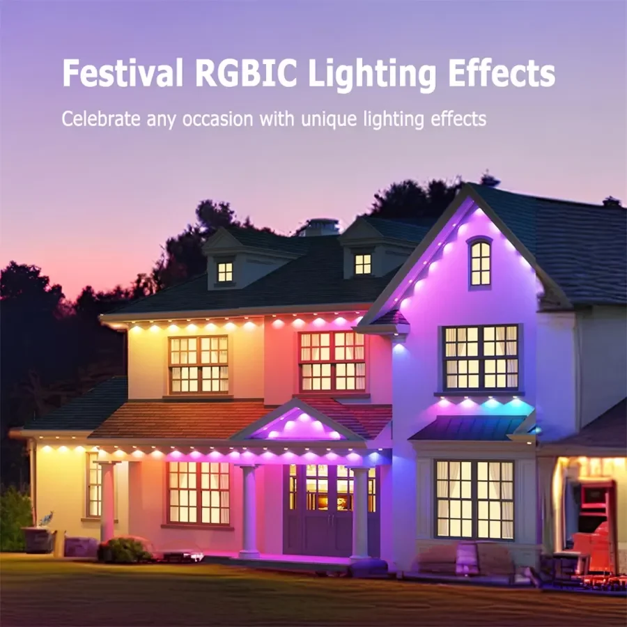 Permanent Outdoor Smart RGBIC LED Pixel Lights