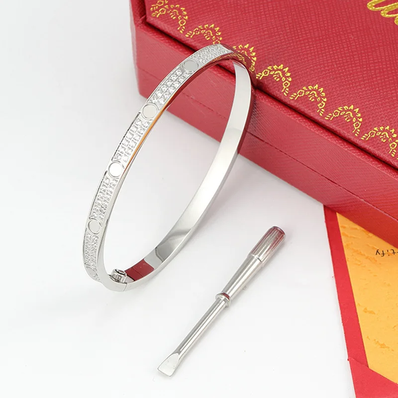 
Classic Engagement Love Screw Cuff C Bangle Bracelet Ason Stainless Steel Jewelry for Women high quality diamond Bracelet 