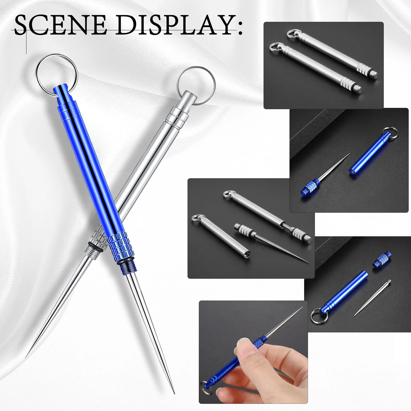 Portable Titanium Toothpicks Reusable Pocket Toothpicks, Multifunctional Toothpicks Keychain for Outdoor Travel Picnic Camping