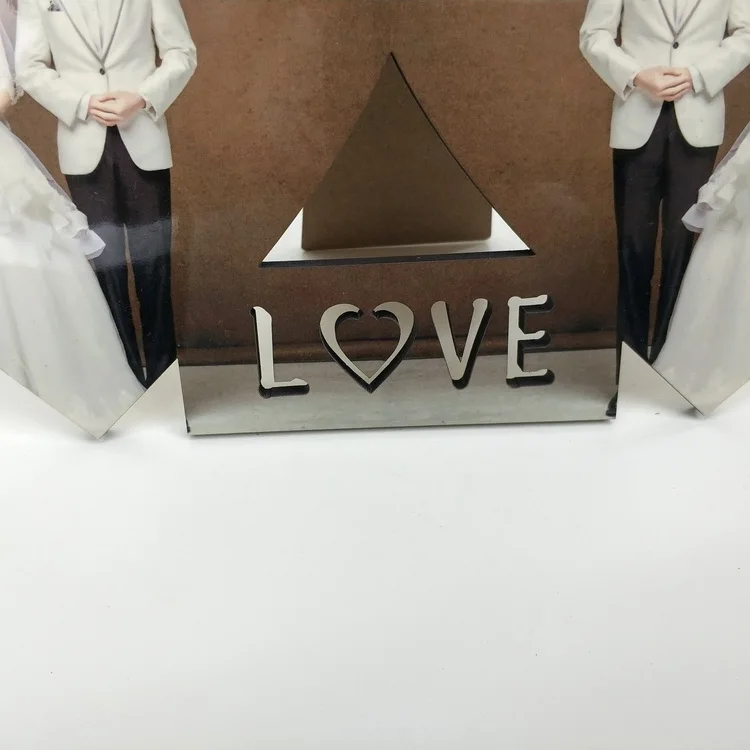 sublimation double heart frame photo High Quality Wholesale Sublimation heart Photo Plaques Blank MDF Wood Photo Frames