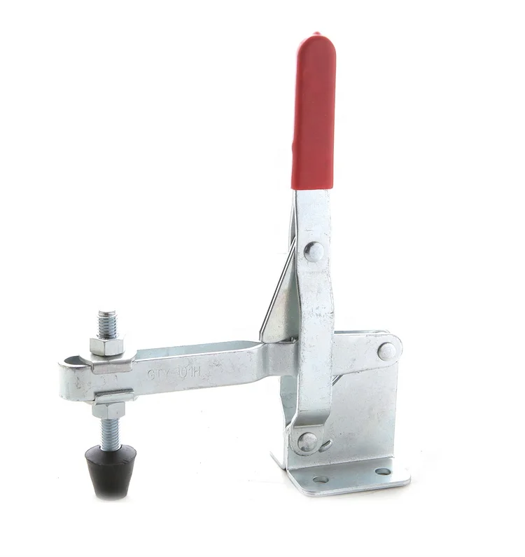 3 Pieces 101H Metal Vertical Toggle Clamps Flat Base Slotted Arm Bottom Fixed Closing Pressure 4500N for Woodworking Welding