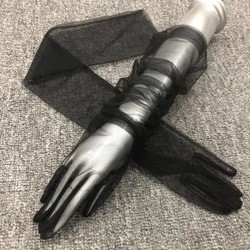 2023 Long Sheer Tulle Gloves Bridal Wedding Gloves Fashion Solid Color Transparent Thin Bridal See Through Long Gloves