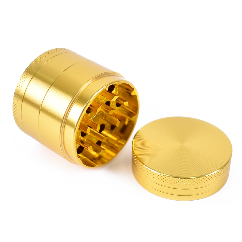 4 Layer 40mm 50mm Zinc Metal Manual Herb Grinder Engraved Golden Gold Coin Spice Tobacco Grinder