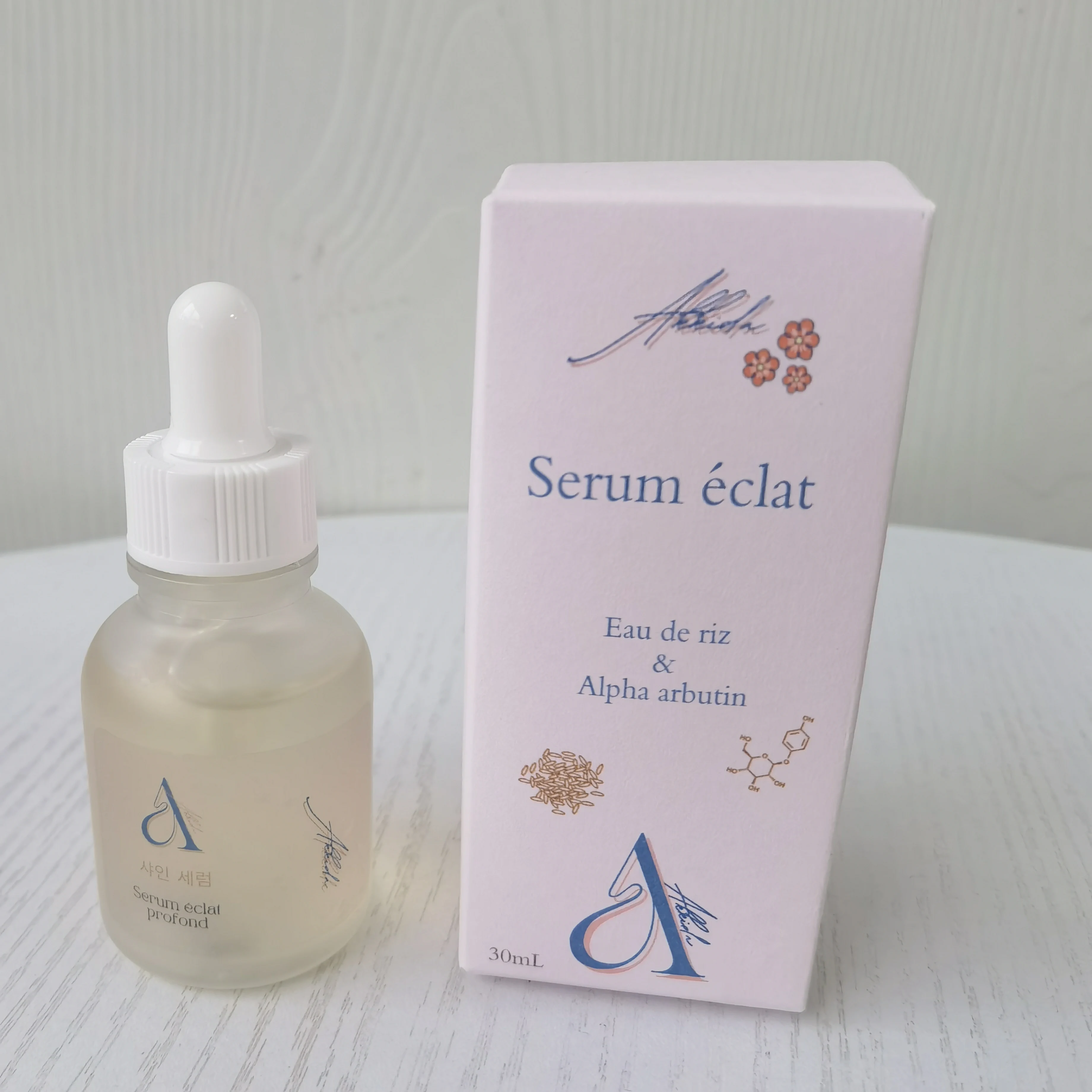 Customize brand quality whitening Eau de riz & Alpha arbutin 30ml face skin care serum