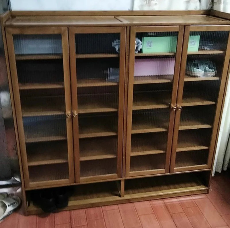 Fashion bamboo frame wooden board living room dining room furniture 30 pairs large volume shoes rack cabinets