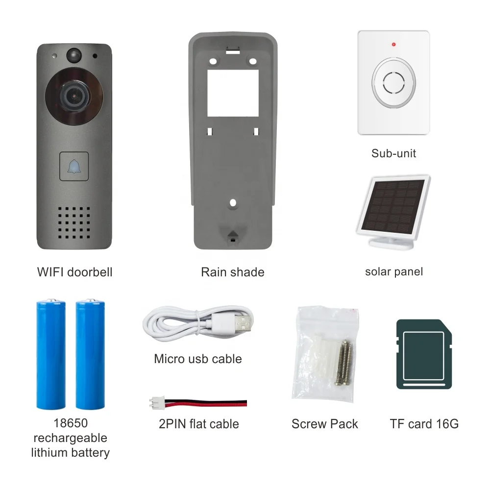 Tuya video door phone outdoor smart ring doorbell wireless 1080p video doorbell camera wireless video intercom with solar panel