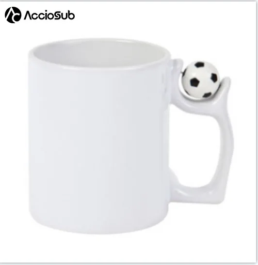 Top Grade 11oz Hot Selling Special Football Handle Sublimation Blank White Ceramic Coffee Beverage Mug