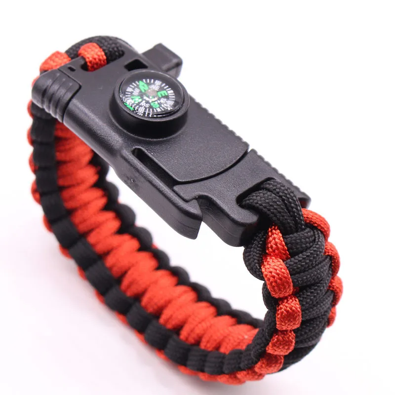 Hot sale Multi-functional Outdoor Paracord Bracelet Outdoor Survival Compass Hand Chain With Fire Starter/Whistle