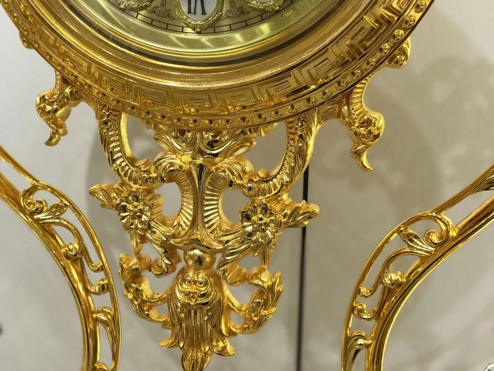 Golden Standing Clock Luxury Vintage Home Floor Clock Crystal Gold Grandfather Clock