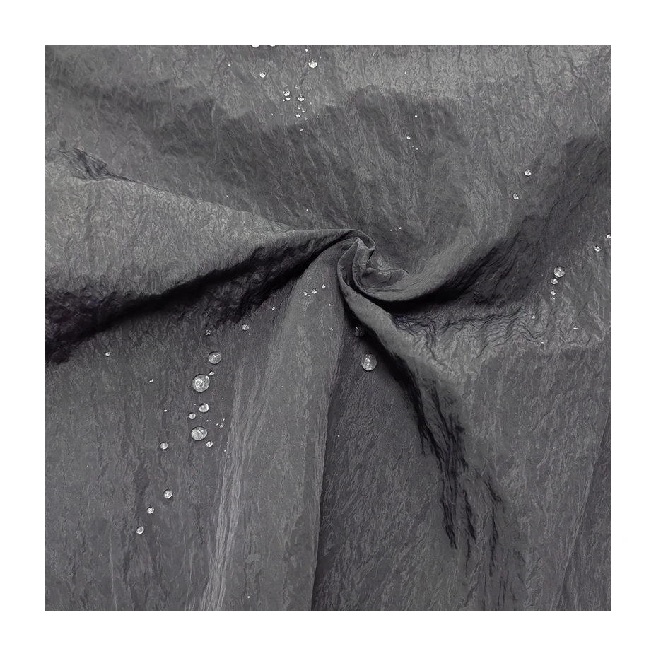 Waterproof Wrinkle Nylon Woven Dyed 40D*20D Crinkle Nylon Taffeta Fabric for Sportswear