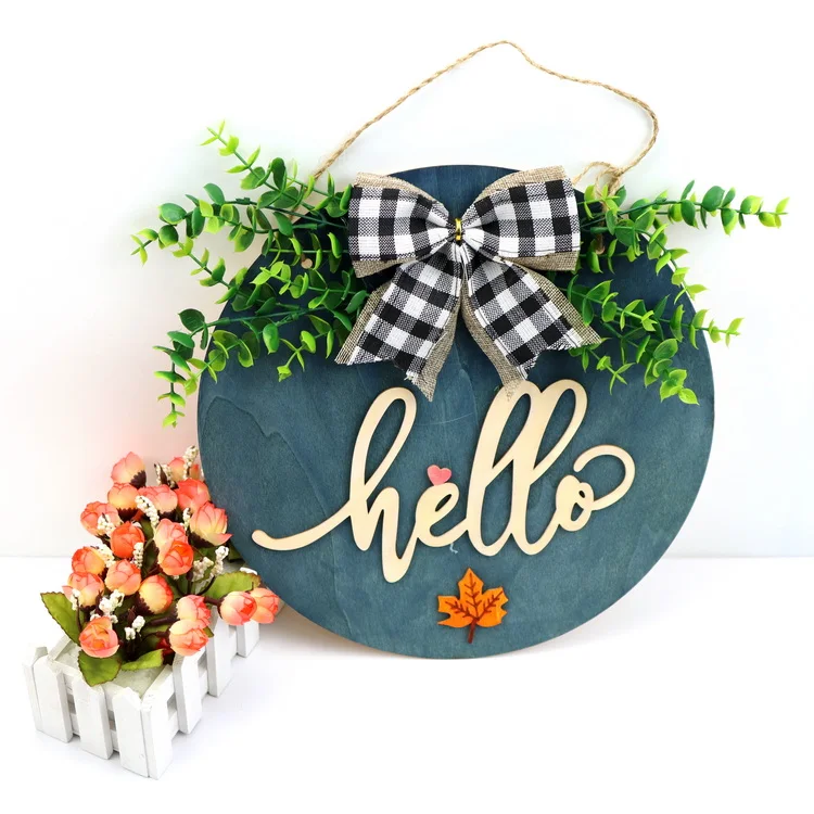 Wholesale DIY Garden Round Hanging Welcome Home Door Wooden Sign