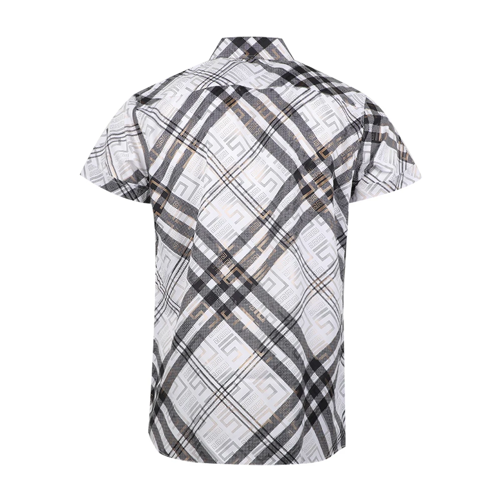 On sale male tops print black and white check t shirt color block shirt for men 2023