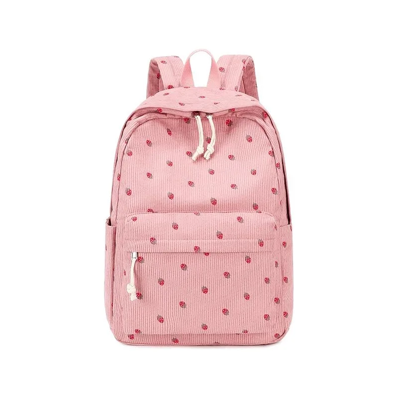 Wholesale Custom Logo travel Ladies school bag Casual Cute Over Printing Logo Kids Corduroy Backpack