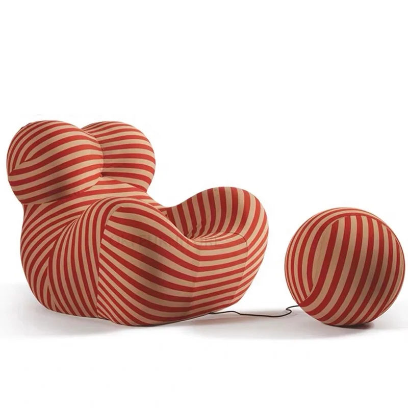 modern Leisure Recliner Sofa with feet rest  Fashion Living Room Chair stripe fabric Upholstered Velvet Fabric Lounge Chair