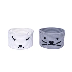 Eco Friendly Design Customized Handle Cotton Rope Woven Storage Basket