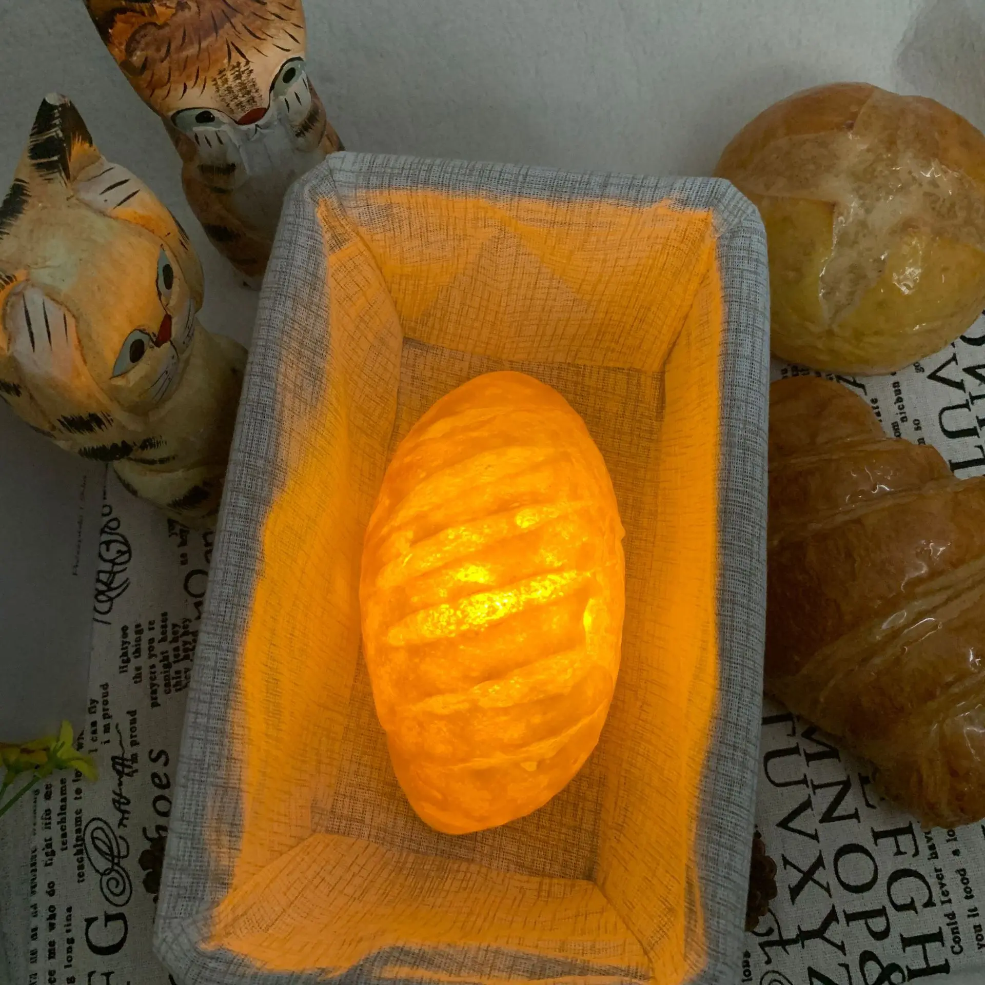 Croissant Lamp Toast Bread Light Cross Bun Ambient Light Cake Store Ornament Creative Gift LED Night Light