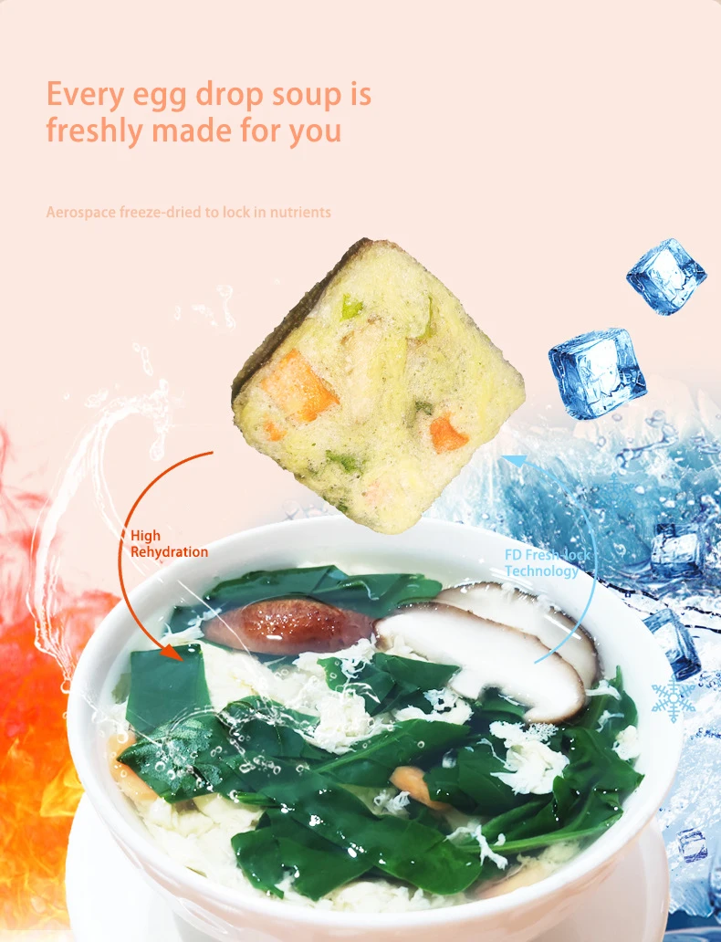 Chinese Healthy Freeze Dried Food Instant Miso Vegetable Egg Soup Bulk Instant Freeze Dried Soup