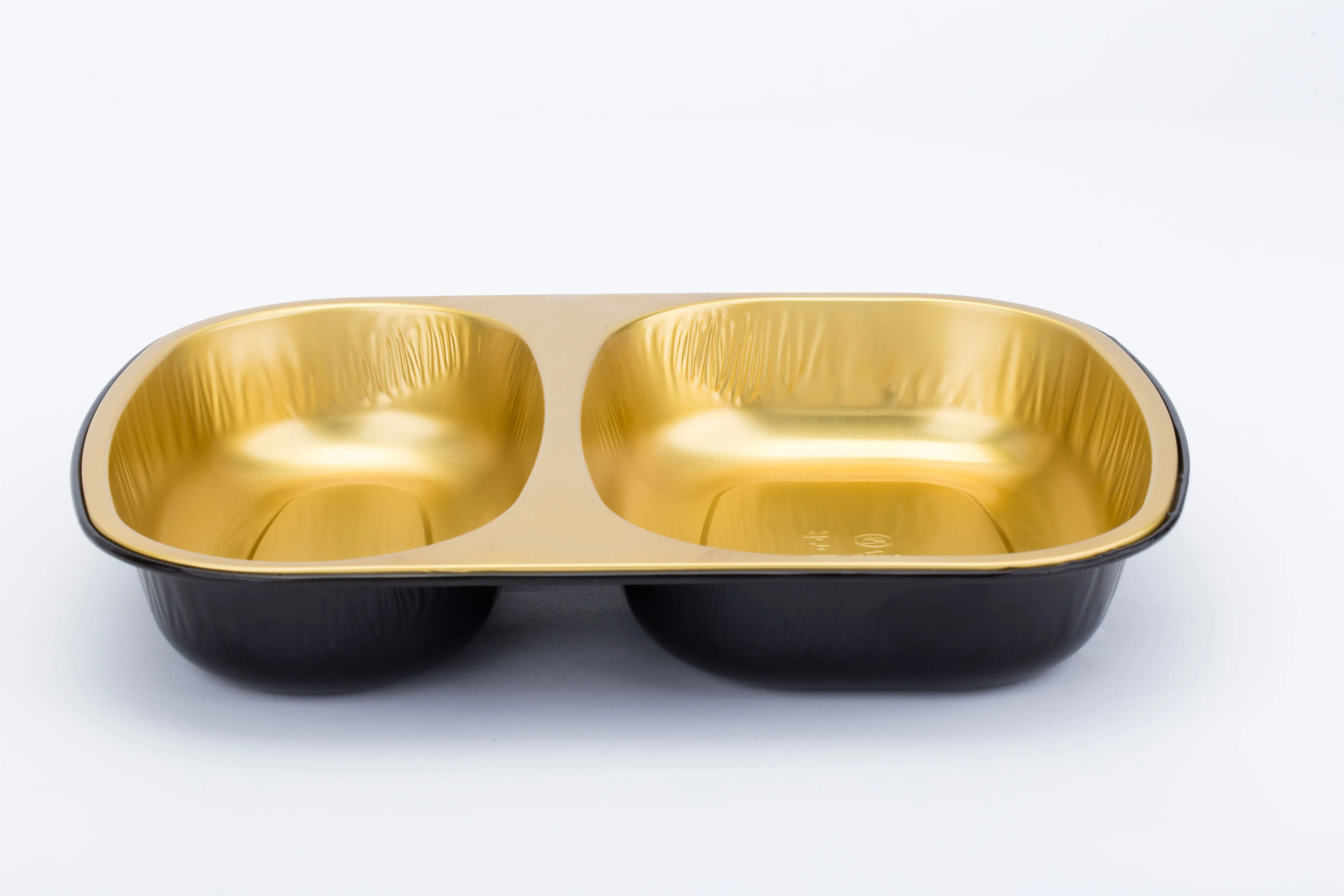 ABLPACK Disposable Biodegradable Fast Food Box 2 Compartment Disposable Food Foil Container Aluminum foil containers