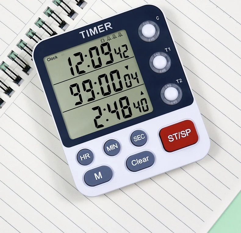 Hot Sale clock alarm clock can mute flash timer double timer same screen time manager