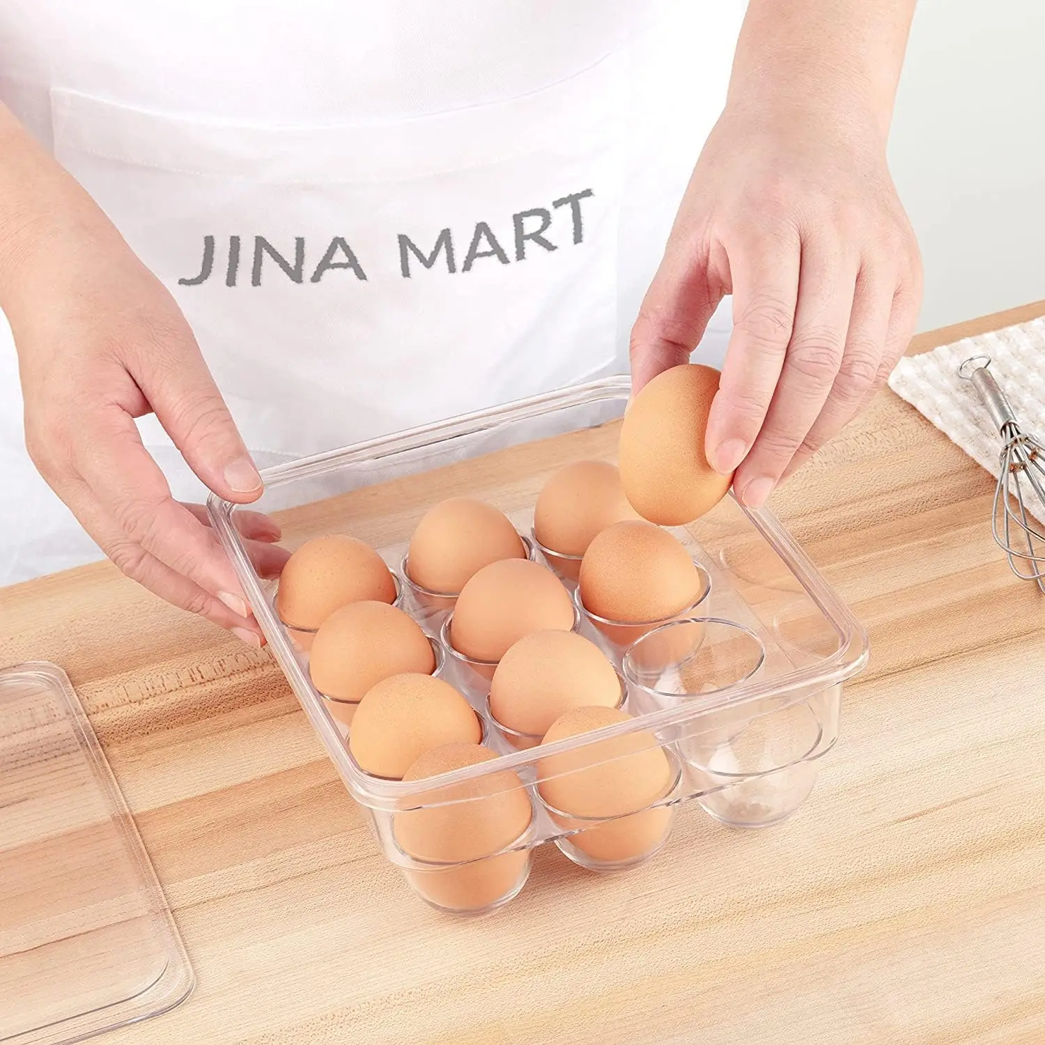 Stackable Egg Trays Plastic Storage Bins Clear Egg Container 12 Eggs Holder for Refrigerator Kitchen