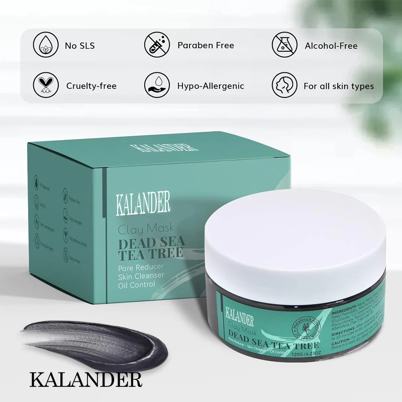 Organic Tea-Based Clay  Face Nose Neck-Whitening Acne-Fighting Cream Hyaluronic Acid Vegan Ingredients Moisturizing Dry OEM