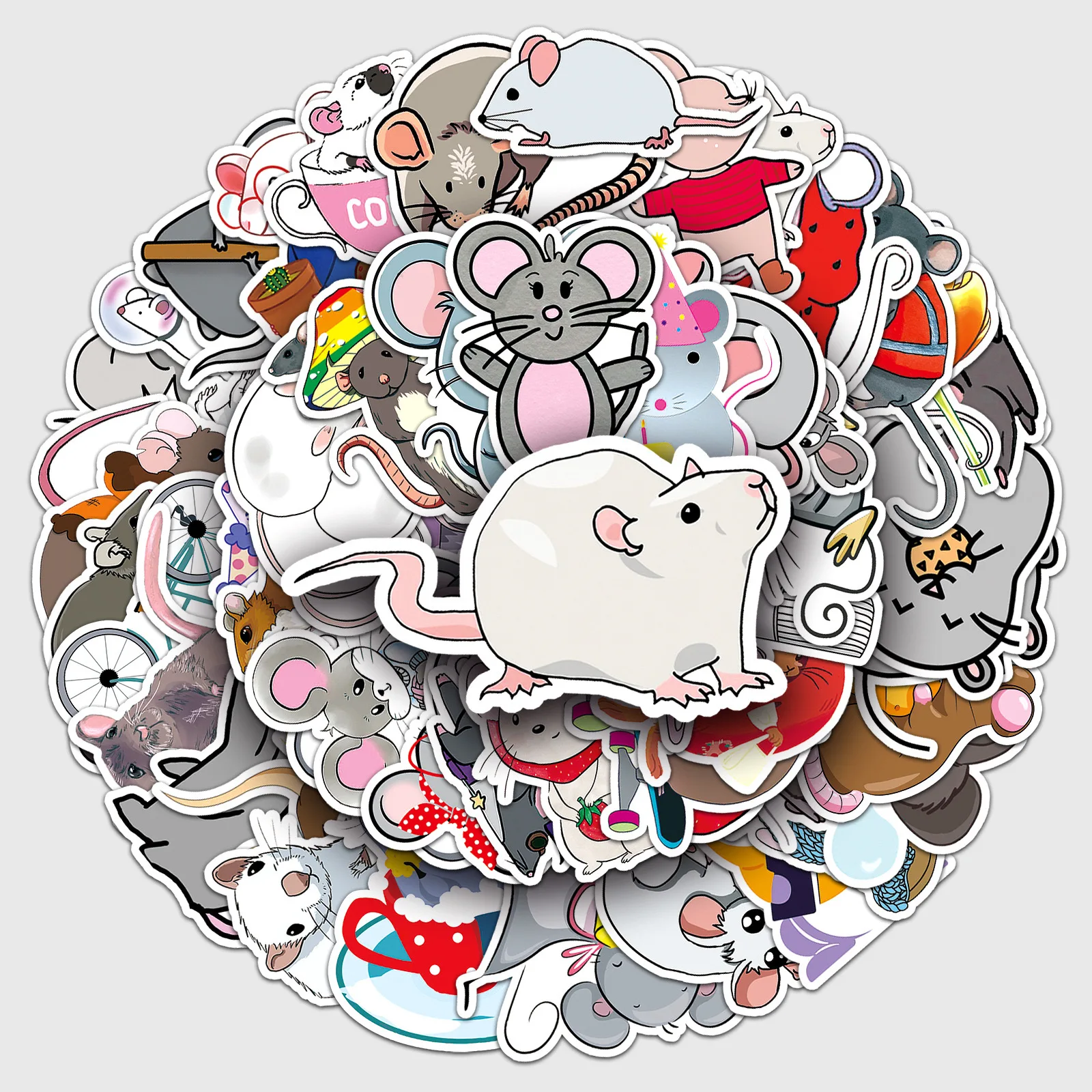 al-50pcs mouse doodle PVC waterproof graffiti animal sticker packs for kids refrigerator laptop luggage noteboo