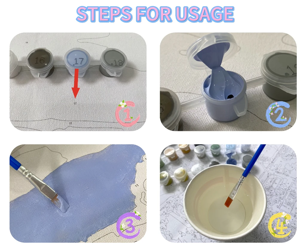 Acrylic Paint by Number Kits on Canvas Landscape Digital Oil Art Number Painting in Stock in US Flower Floral Rectangle Portrait